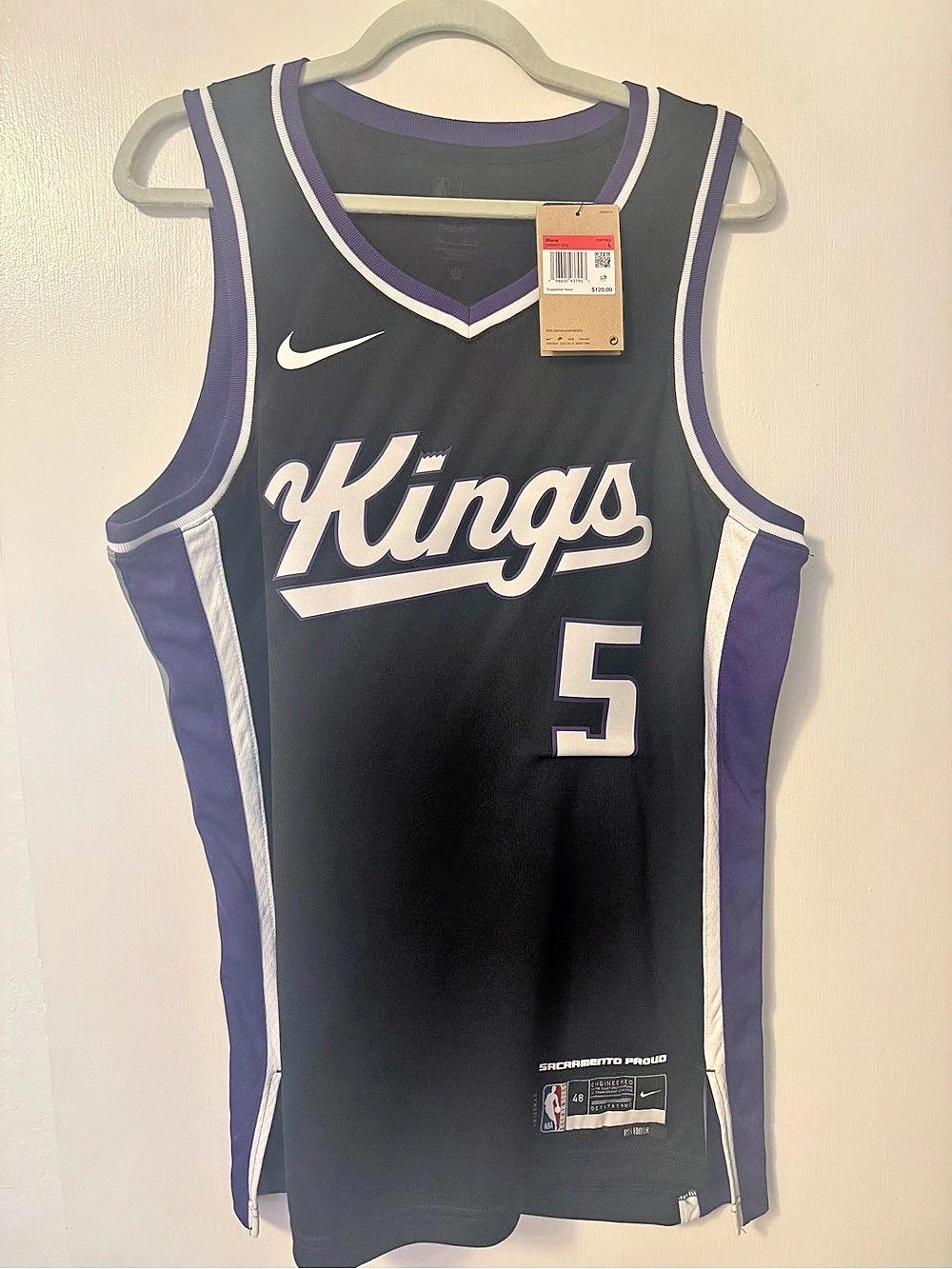 Nike Sacramento Kings De'Aaron Fox Icon Edition Swingman Jersey Black & Purple